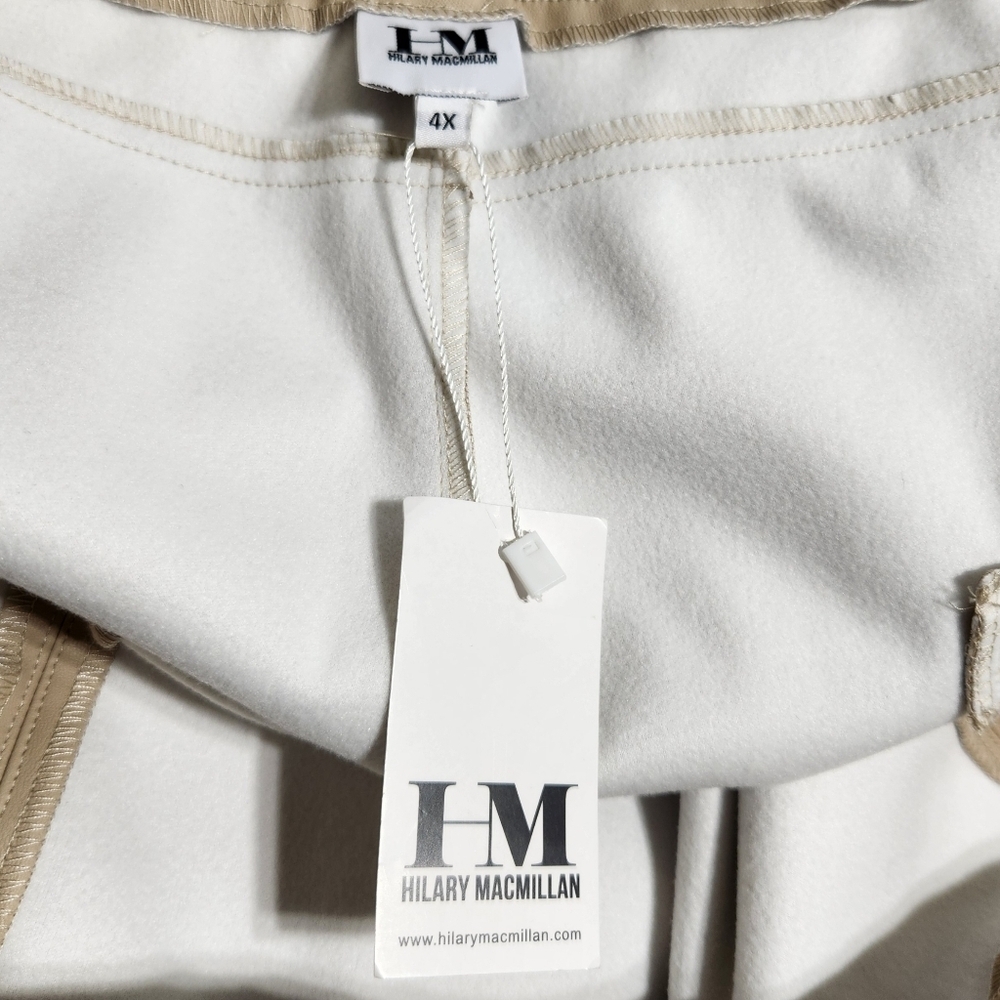 NEW Hilary MacMillan Vegan Faux Leather Tan-Stone Plus Size Trouser Pant (4X) - Picture 6 of 12
